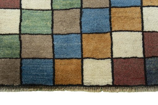Central medallion detail of 2000s Persian Gabbeh rug from Iran / Persia