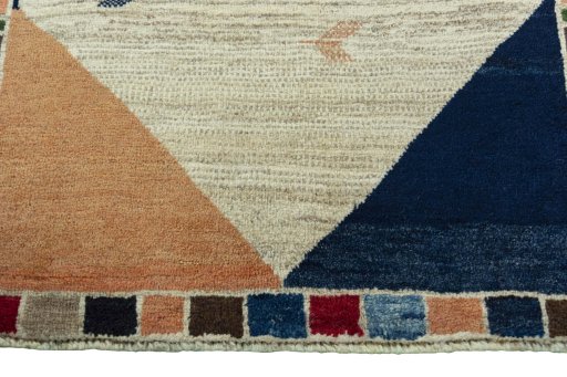 Central medallion detail of 2000s Persian Gabbeh rug from Iran / Persia