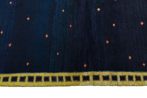 Close-up detail of 2000s Persian Gabbeh rug from Iran / Persia showing Wool weave