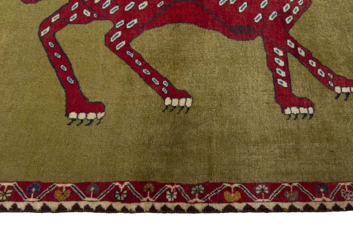 Close-up detail of 2000s Persian Gabbeh rug from Iran / Persia showing Wool weave