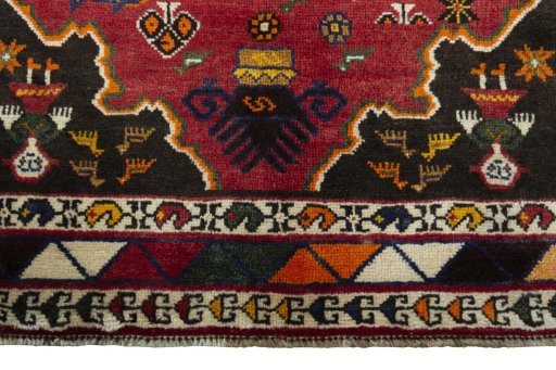 Central medallion detail of 2000s Persian Gabbeh rug from Iran / Persia
