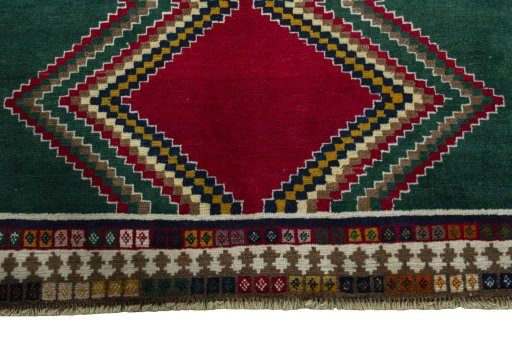 Central medallion detail of 2000s Persian Gabbeh rug from Iran / Persia