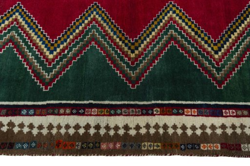 Close-up detail of 2000s Persian Gabbeh rug from Iran / Persia showing Wool weave