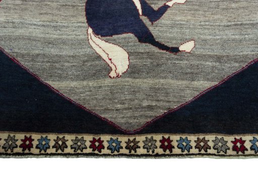 Central medallion detail of 2000s Persian Gabbeh rug from Iran / Persia