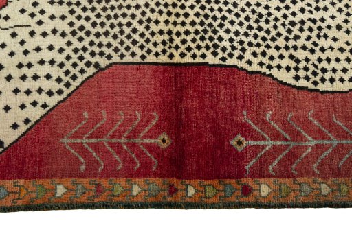 Close-up detail of 2000s Persian Gabbeh rug from Iran / Persia showing Wool weave