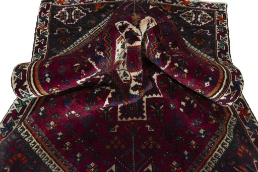 Close-up detail of 2000s Persian Gabbeh rug from Iran / Persia showing Wool weave