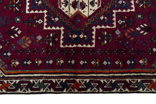 Full view of 2000s Persian Gabbeh rug from Iran / Persia, 165 × 107 cm in Red tones