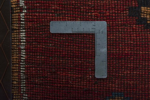 Close-up detail of 1950s Persian Gabbeh rug from Iran / Persia showing Wool weave