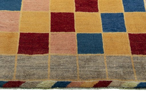 Central medallion detail of 2000s Persian Gabbeh rug from Iran / Persia