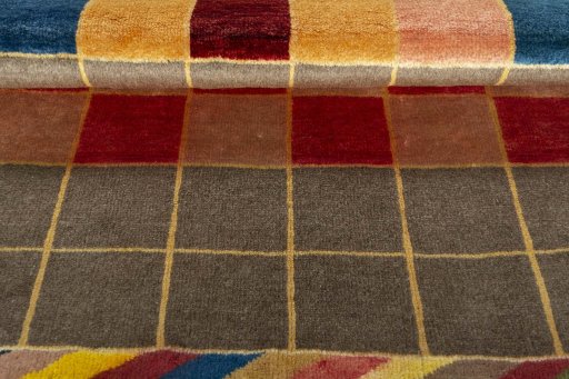 Full view of 2000s Persian Gabbeh rug from Iran / Persia, 135 × 100 cm in Multi Color tones