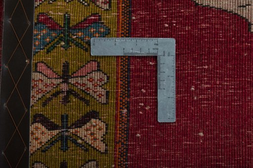 Close-up detail of 2000s Persian Gabbeh rug from Iran / Persia showing Wool weave