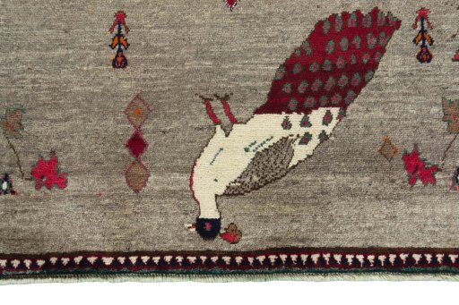 Central medallion detail of 2000s Persian Gabbeh rug from Iran / Persia