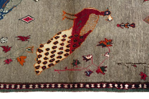 Close-up detail of 2000s Persian Gabbeh rug from Iran / Persia showing Wool weave