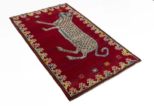 Close-up detail of 2000s Persian Gabbeh rug from Iran / Persia showing Wool weave