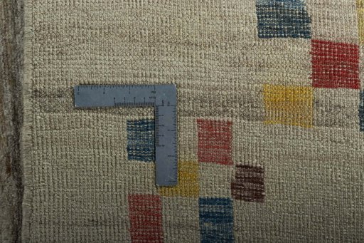 Close-up detail of 1970s Persian Gabbeh rug from Iran / Persia showing Wool weave