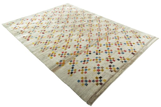 Close-up detail of 1970s Persian Gabbeh rug from Iran / Persia showing Wool weave