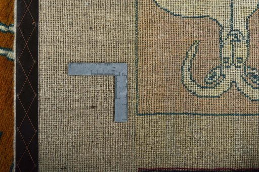 Close-up detail of 2000s Persian Gabbeh rug from Iran / Persia showing Wool weave