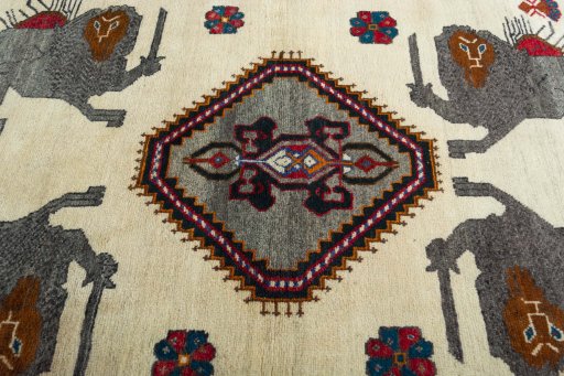 Central medallion detail of 2000s Persian Gabbeh rug from Iran / Persia