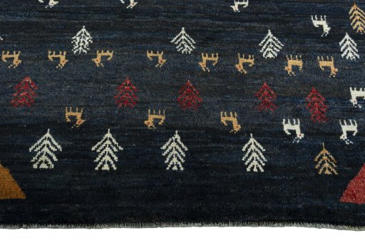 Central medallion detail of 2000s Persian Gabbeh rug from Iran / Persia