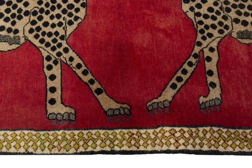 Close-up detail of 2000s Persian Gabbeh rug from Iran / Persia showing Wool weave