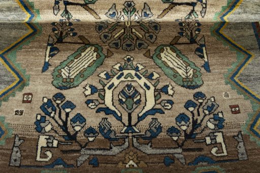 Full view of 2000s Persian Gabbeh rug from Iran / Persia, 198 × 134 cm in Gray tones