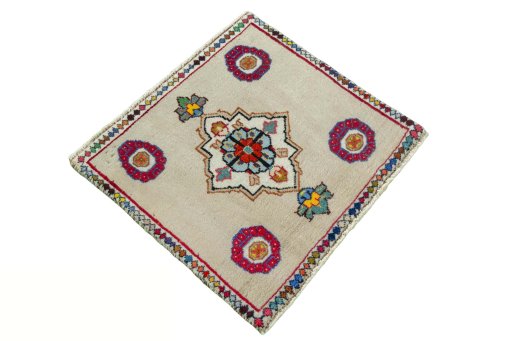 Close-up detail of 2000s Persian Gabbeh rug from Iran / Persia showing Wool weave