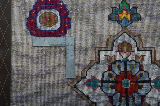 Backside of handmade 2000s Persian Gabbeh rug showing knot structure and weave density