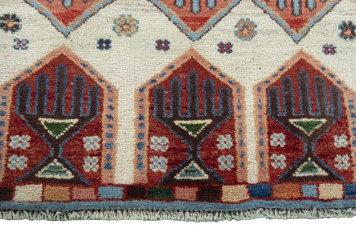 Central medallion detail of 2000s Persian Gabbeh rug from Iran / Persia
