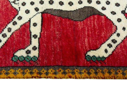 Close-up detail of 2000s Persian Gabbeh rug from Iran / Persia showing Wool weave