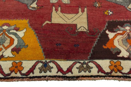 Central medallion detail of 2000s Persian Gabbeh rug from Iran / Persia
