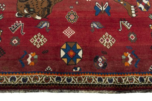 Central medallion detail of 2000s Persian Gabbeh rug from Iran / Persia
