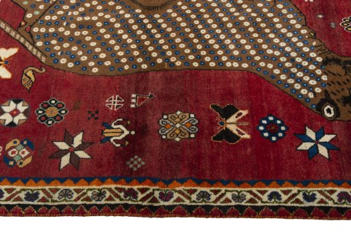 Close-up detail of 2000s Persian Gabbeh rug from Iran / Persia showing Wool weave