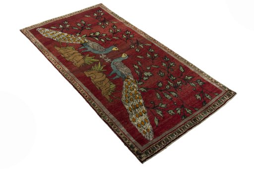 Close-up detail of 2000s Persian Gabbeh rug from Iran / Persia showing Wool weave