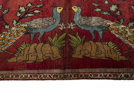 Close-up detail of 2000s Persian Gabbeh rug from Iran / Persia showing Wool weave