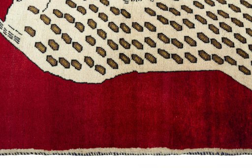 Close-up detail of 2000s Persian Gabbeh rug from Iran / Persia showing Wool weave