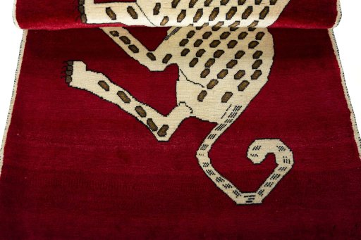 Full view of 2000s Persian Gabbeh rug from Iran / Persia, 149 × 102 cm in Red tones