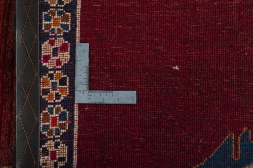Close-up detail of 2000s Persian Gabbeh rug from Iran / Persia showing Wool weave