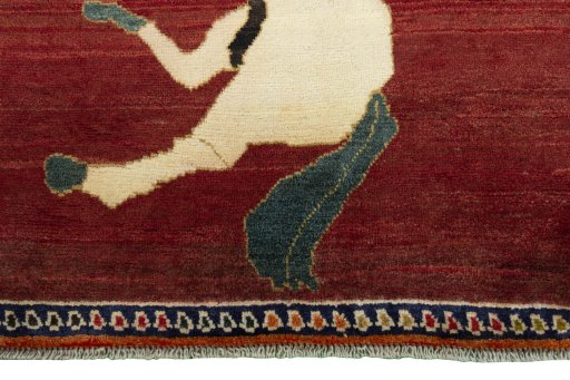 Central medallion detail of 2000s Persian Gabbeh rug from Iran / Persia
