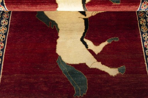 Full view of 2000s Persian Gabbeh rug from Iran / Persia, 178 × 105 cm in Red tones