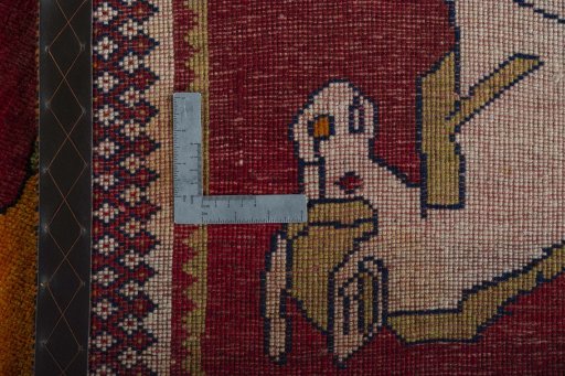 Close-up detail of 2000s Persian Gabbeh rug from Iran / Persia showing Wool weave