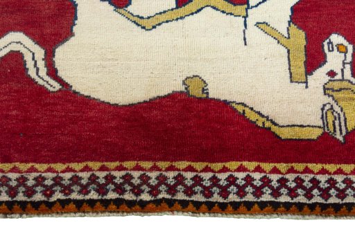 Central medallion detail of 2000s Persian Gabbeh rug from Iran / Persia
