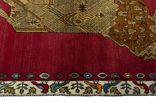 Close-up detail of 2000s Persian Gabbeh rug from Iran / Persia showing Wool weave