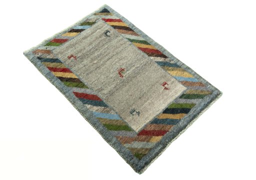 Close-up detail of New Persian Gabbeh rug from Iran / Persia showing Wool weave