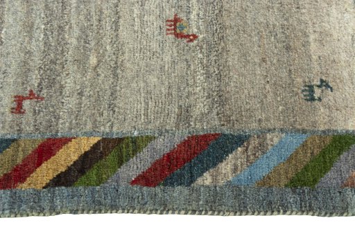 Close-up detail of New Persian Gabbeh rug from Iran / Persia showing Wool weave