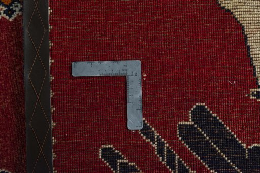 Close-up detail of 2000s Persian Gabbeh rug from Iran / Persia showing Wool weave