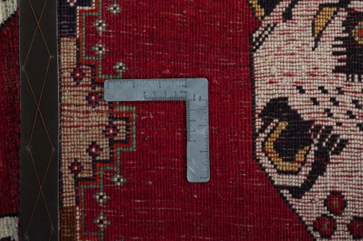 Close-up detail of 2000s Persian Gabbeh rug from Iran / Persia showing Wool weave
