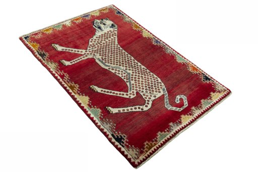 Close-up detail of 2000s Persian Gabbeh rug from Iran / Persia showing Wool weave