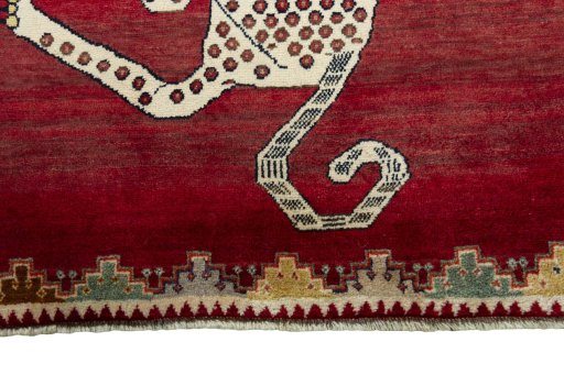 Central medallion detail of 2000s Persian Gabbeh rug from Iran / Persia