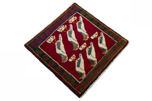 Close-up detail of 2000s Persian Gabbeh rug from Iran / Persia showing Wool weave