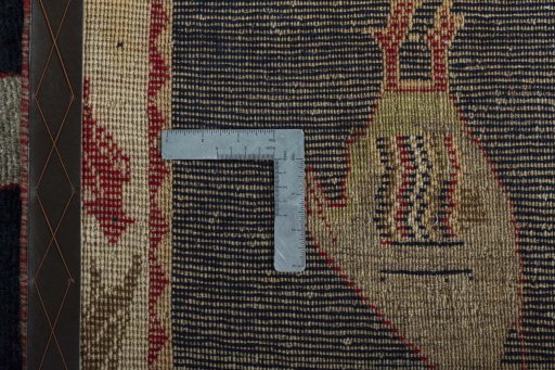 Close-up detail of 2000s Persian Gabbeh rug from Iran / Persia showing Wool weave
